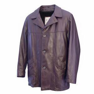 VTG London Fog Brown Leather Coat Men’s 42,Zip Out Faux Fur Liner, Alt Retro